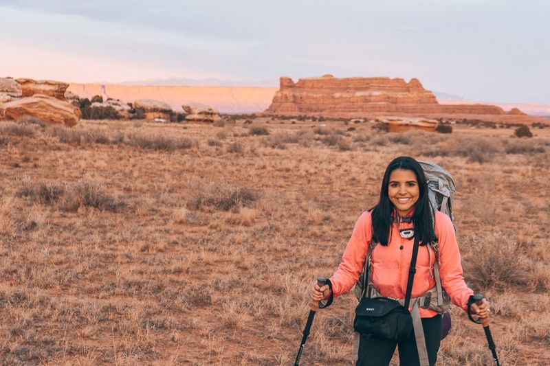 Canyonlands National Park views with a trekking poles