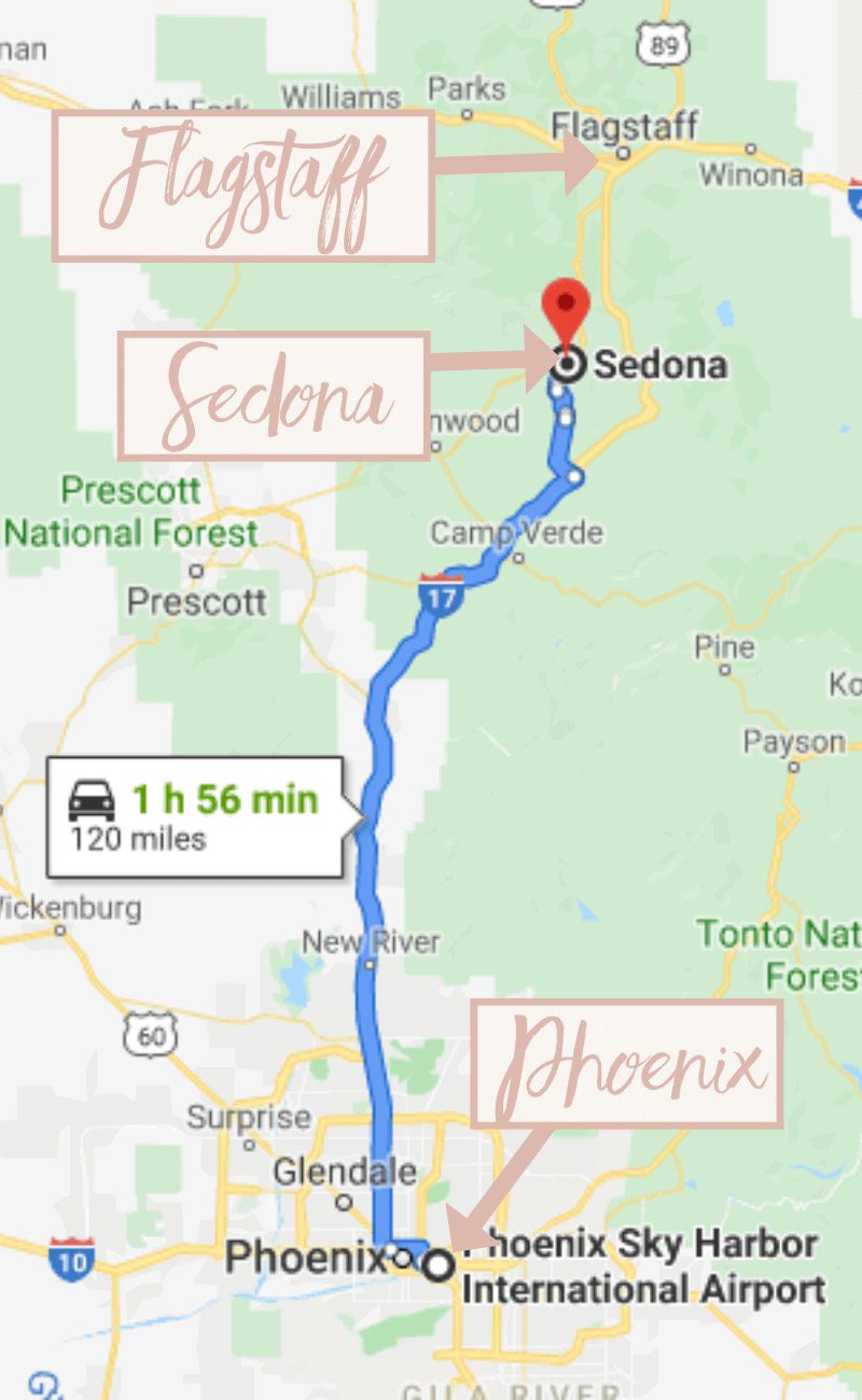 map of where sedona is located
