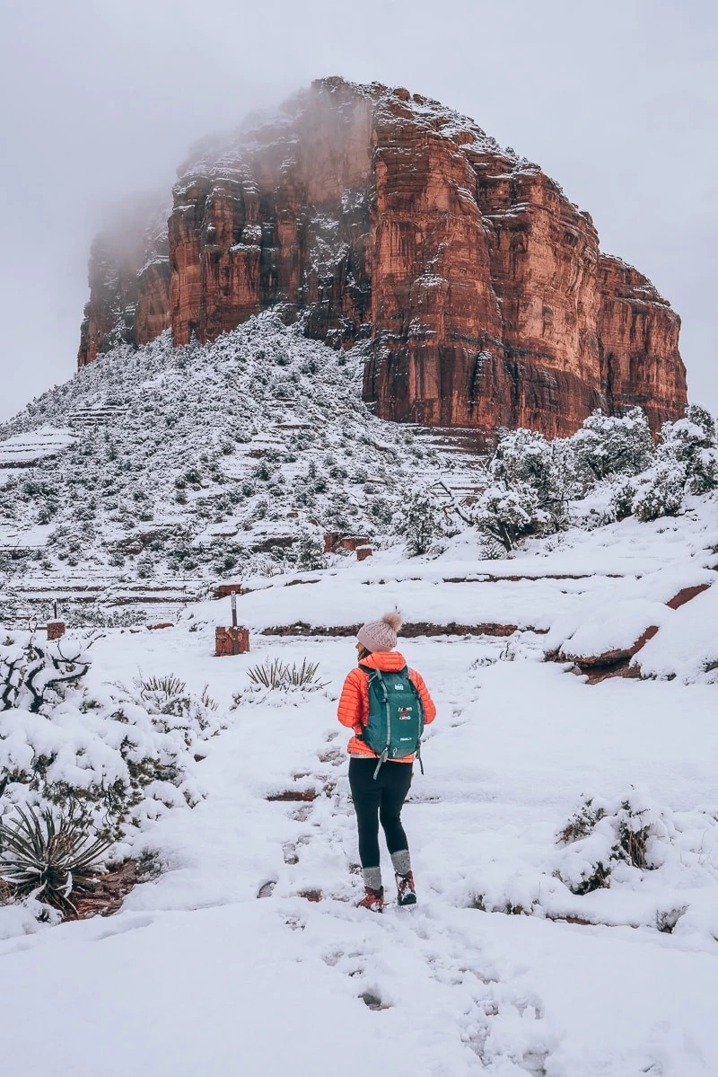 Winter hiking gear in used in Sedona