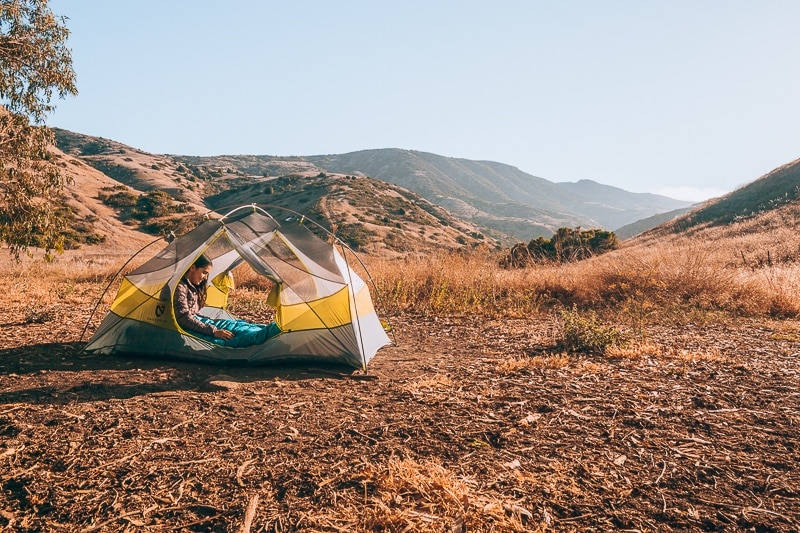 backpacking tent in channel islands national park