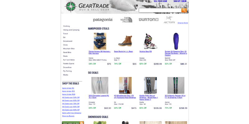 Discounted Outdoor Gear: gear trade screenshot