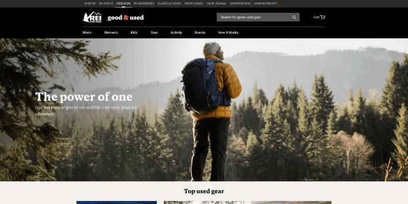 Discounted Outdoor Gear: REI used gear screenshot