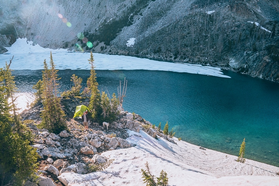 Sawtooth Lake with tent