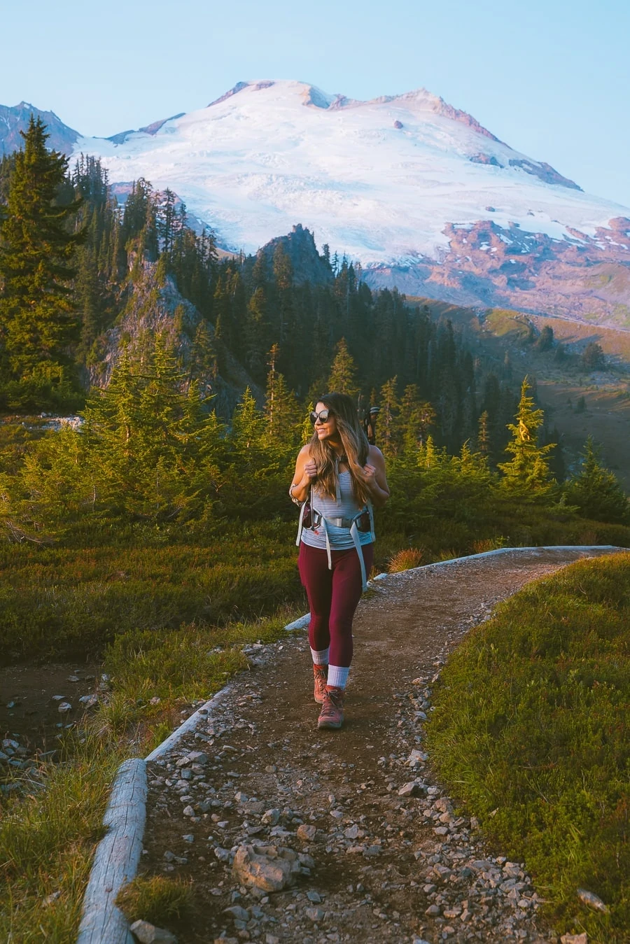 Park butte trail with view of Mount Baker