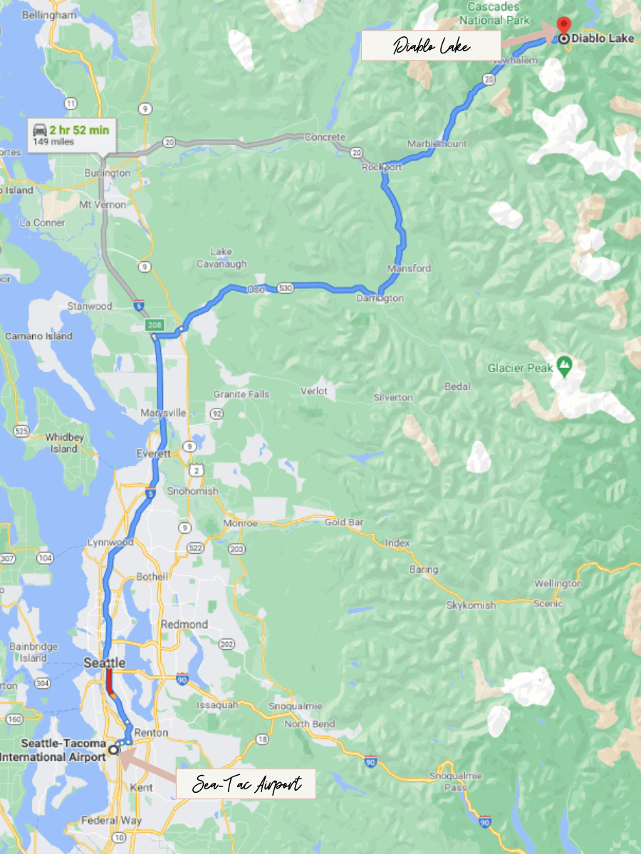 mAP ON HOW TO GET TO nORTH cASCADES