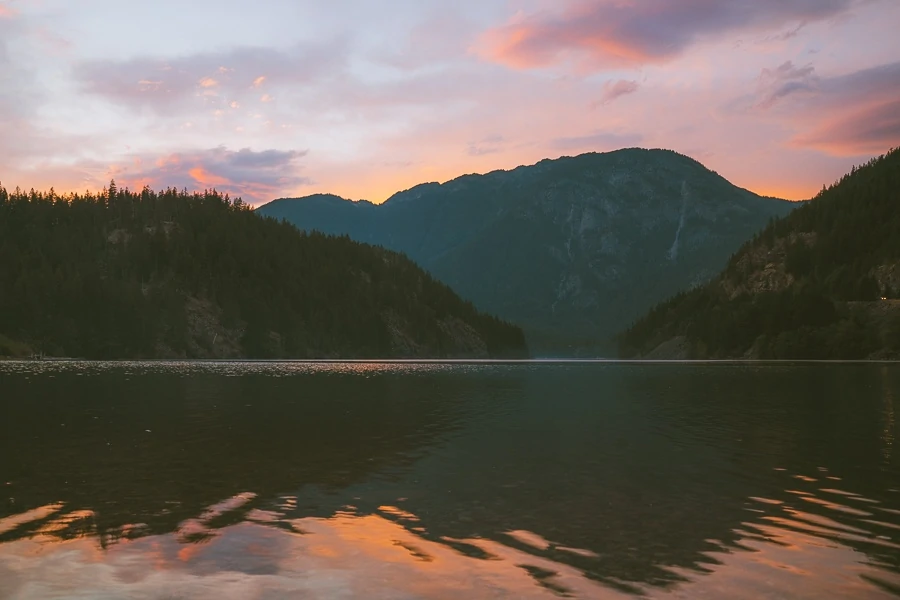 Diablo Lake At Sunset