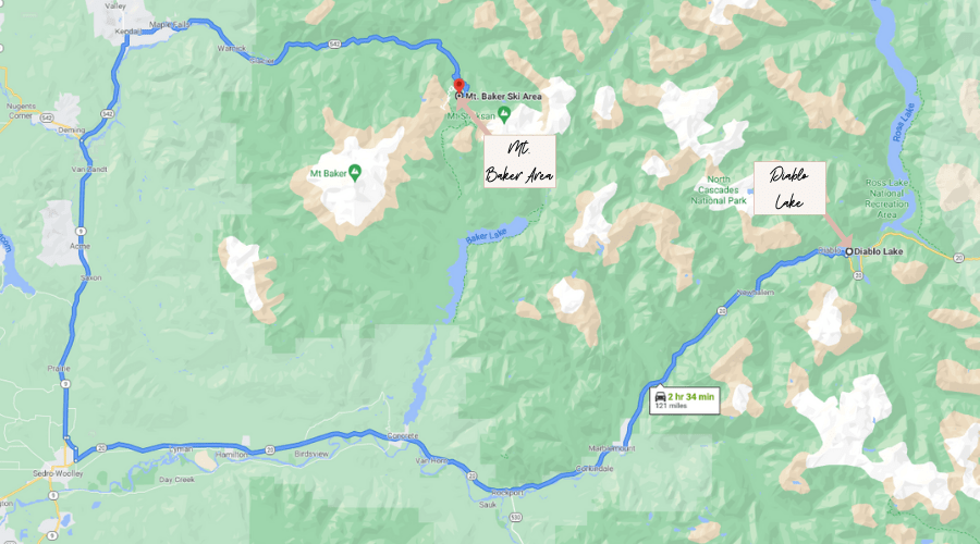 Drive To Mount Baker map