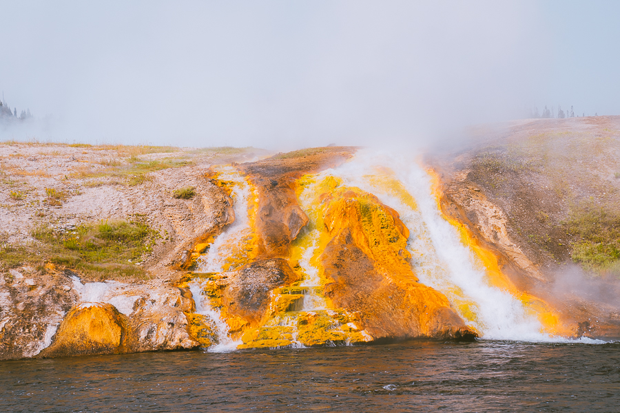 Waterfall at Grand Prismatic Spring viewpoint