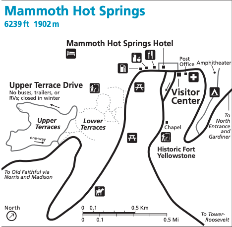 Mammoth Hot Springs map