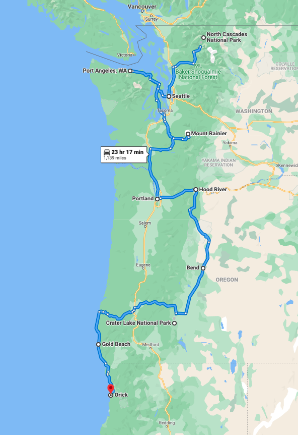 pacific northwest tour itinerary