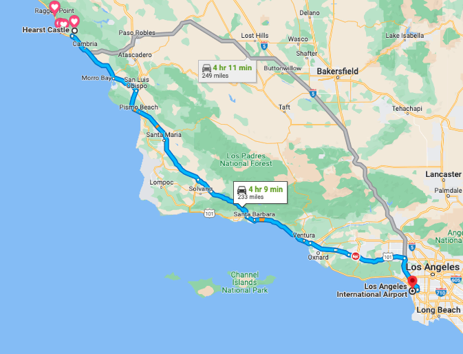 Big Sur Road Trip map