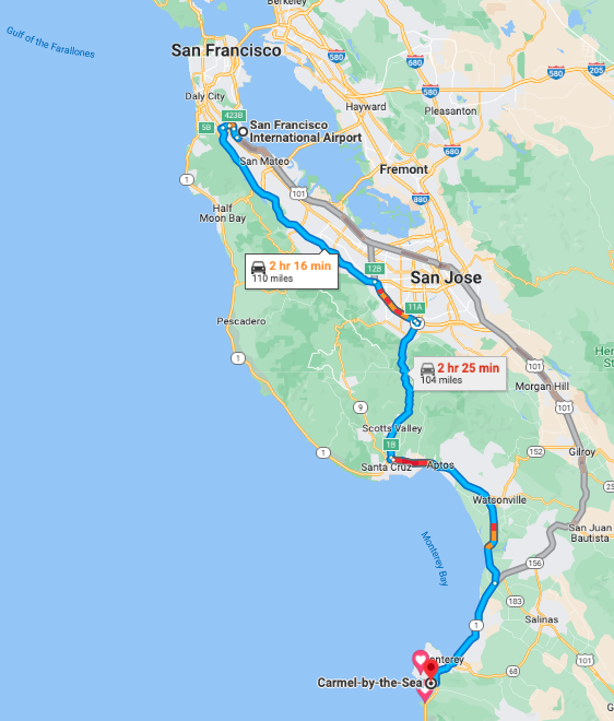 Big Sur Road Trip map